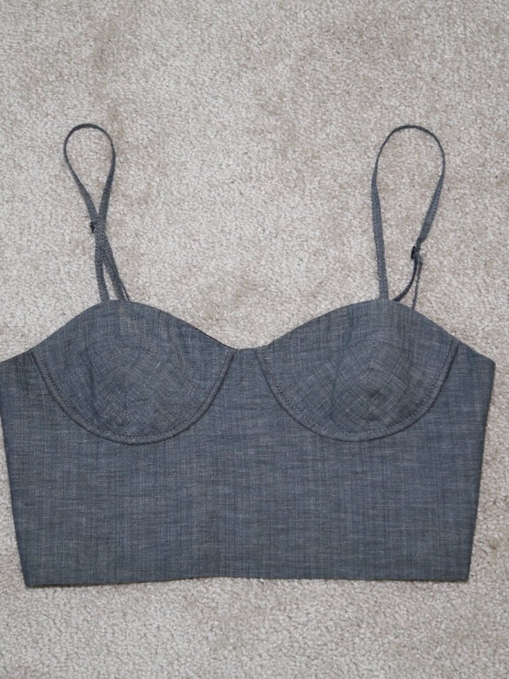 APIECE APART MADE IN USA COTTON LINEN BLEND CROPPED TOP GRAY SIZE 0